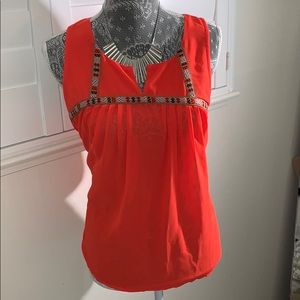 Charming Charlie’s Sleeveless Orange Shirt Blouse Medium